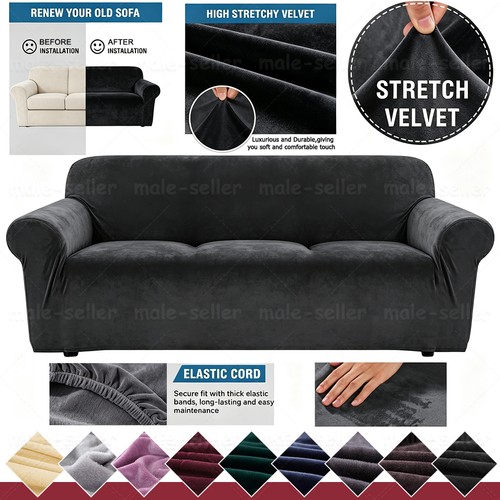Velvet elastic stretch sofa - stretch,