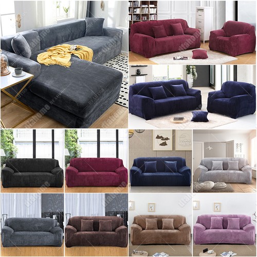 Velvet elastic stretch sofa - elastic,