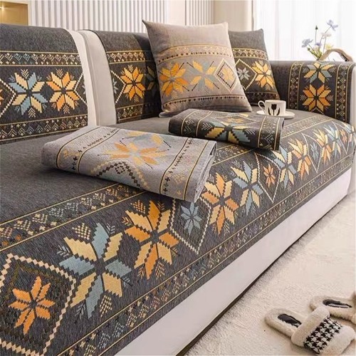Bohemian chenille sofa cover - sofa,